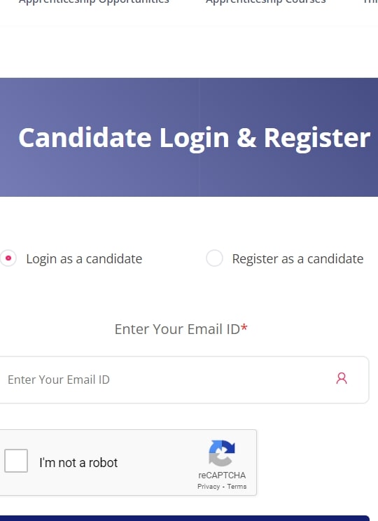 candidate login or register