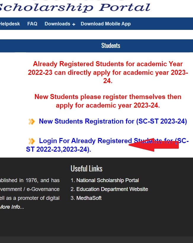  Login For Already Registered Students 
